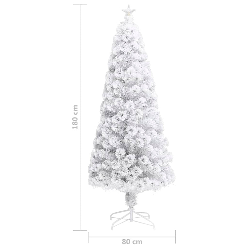 vidaXL Artificial Pre-lit Christmas Tree White 180 cm Fibre Optic