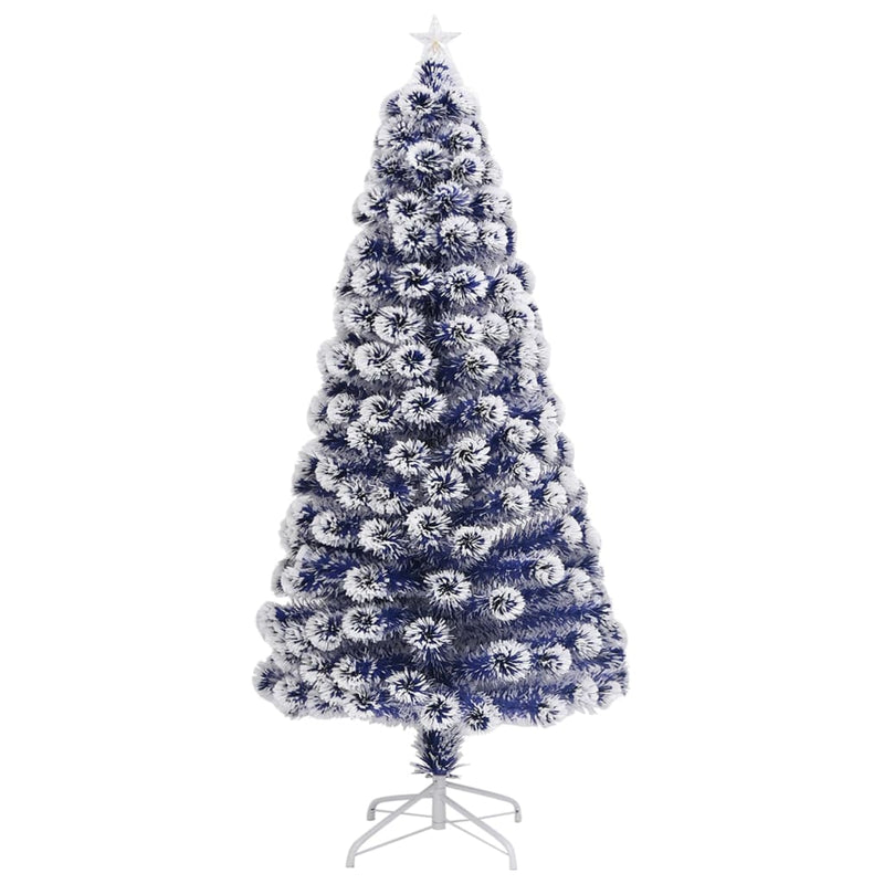 vidaXL Artificial Pre-lit Christmas Tree White&Blue 120 cm Fibre Optic