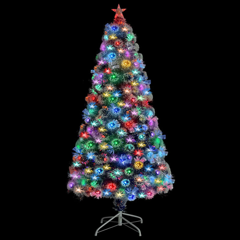 vidaXL Artificial Pre-lit Christmas Tree White&Blue 120 cm Fibre Optic