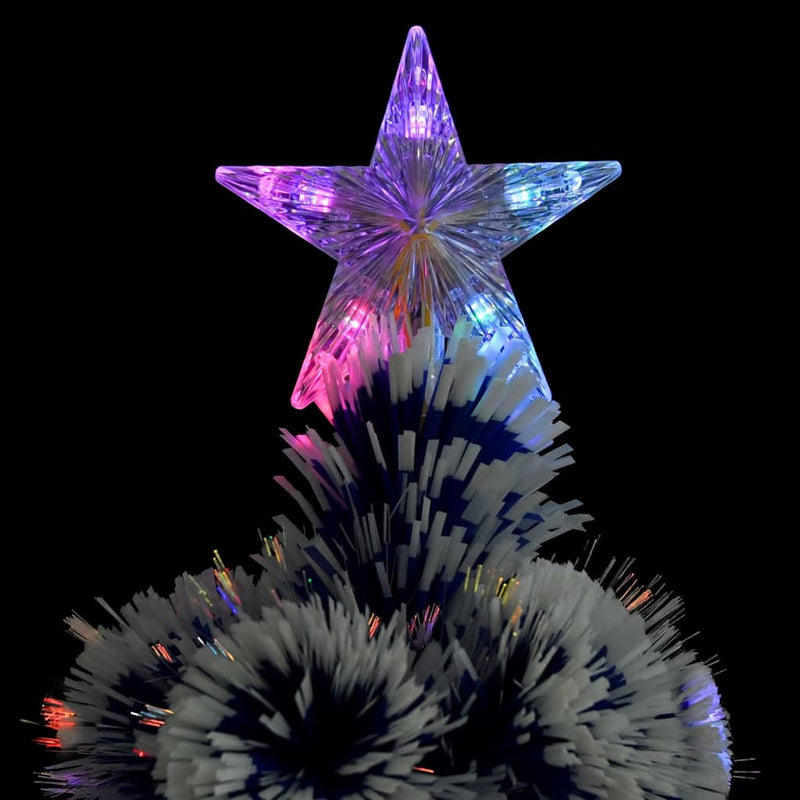 vidaXL Artificial Pre-lit Christmas Tree White&Blue 120 cm Fibre Optic