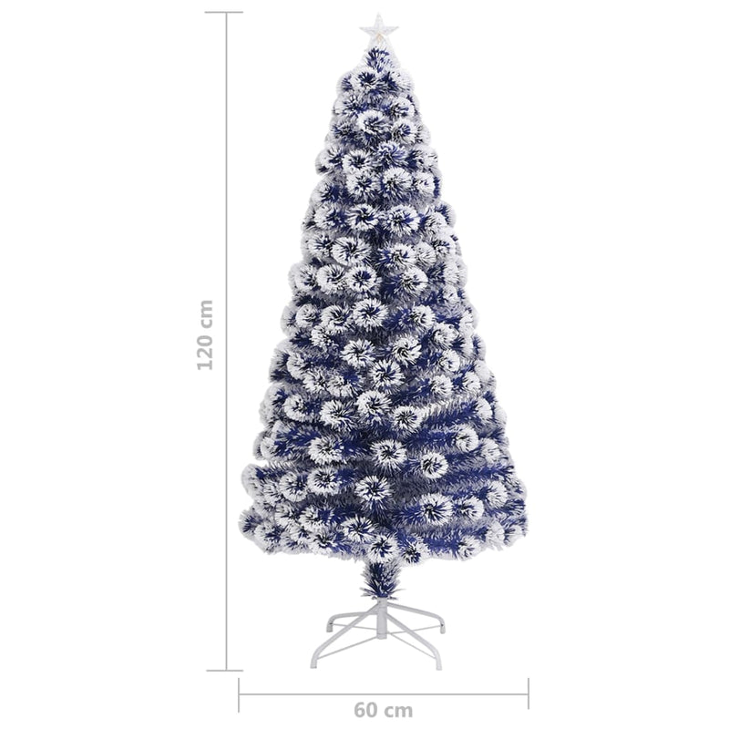 vidaXL Artificial Pre-lit Christmas Tree White&Blue 120 cm Fibre Optic