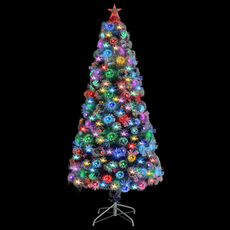 vidaXL Artificial Pre-lit Christmas Tree White&Blue 150 cm Fibre Optic