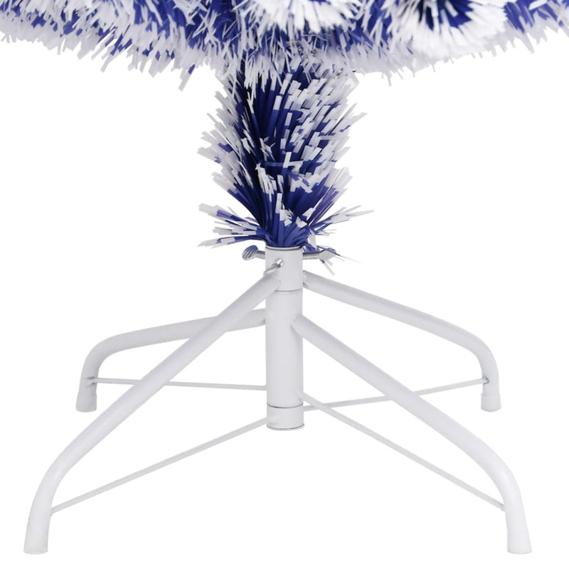 vidaXL Artificial Pre-lit Christmas Tree White&Blue 150 cm Fibre Optic