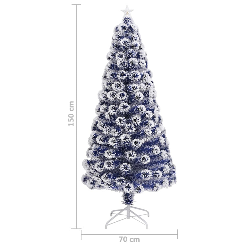 vidaXL Artificial Pre-lit Christmas Tree White&Blue 150 cm Fibre Optic