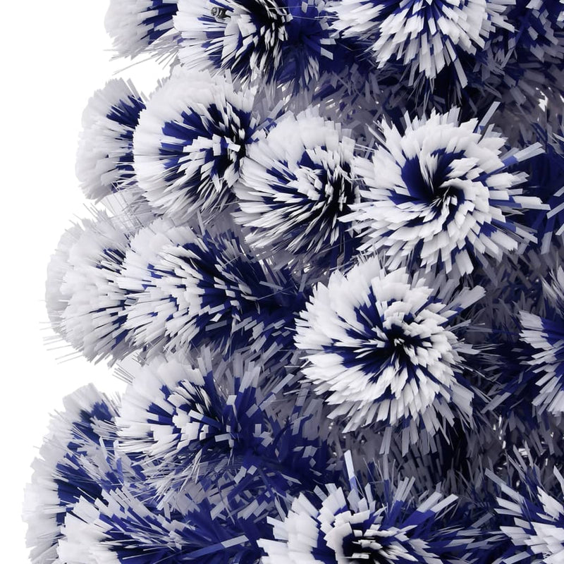 vidaXL Artificial Pre-lit Christmas Tree White&Blue 180 cm Fibre Optic