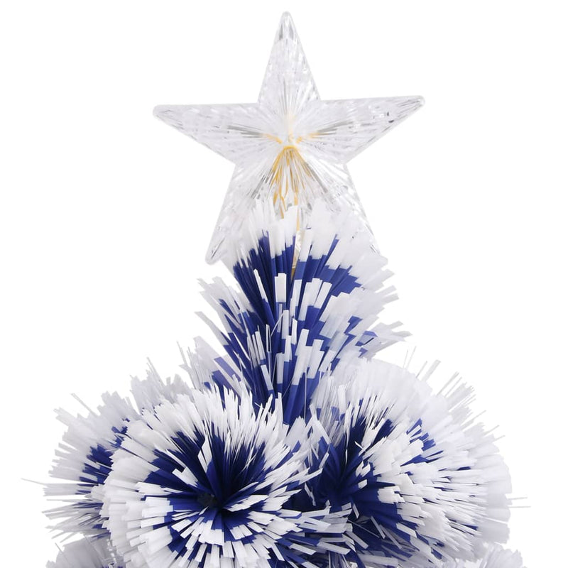 vidaXL Artificial Pre-lit Christmas Tree White&Blue 210 cm Fibre Optic