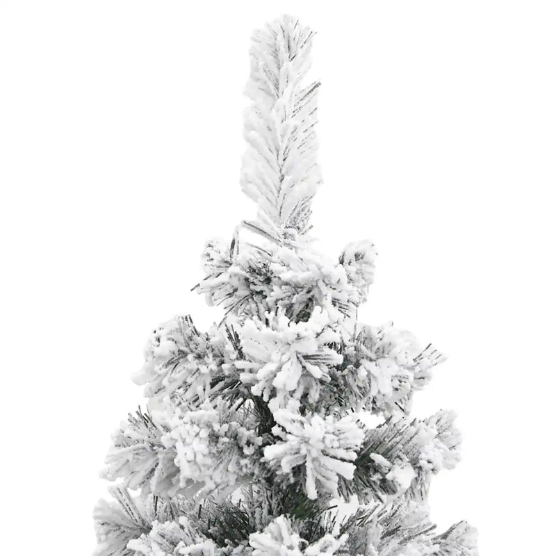 Slim Artificial Christmas Tree with Flocked Snow Green 120 cm PVC
