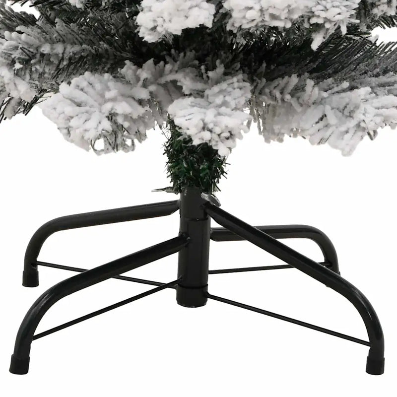 Slim Artificial Christmas Tree with Flocked Snow Green 120 cm PVC
