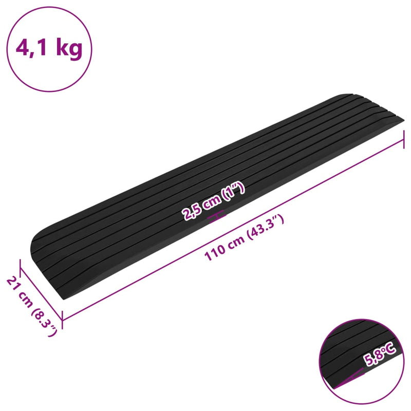 vidaXL Threshold Ramps 2 pcs 110x21x2.5 cm Rubber