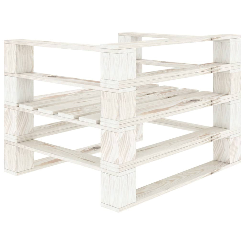 6 Piece Garden Pallet Lounge Set Wood White