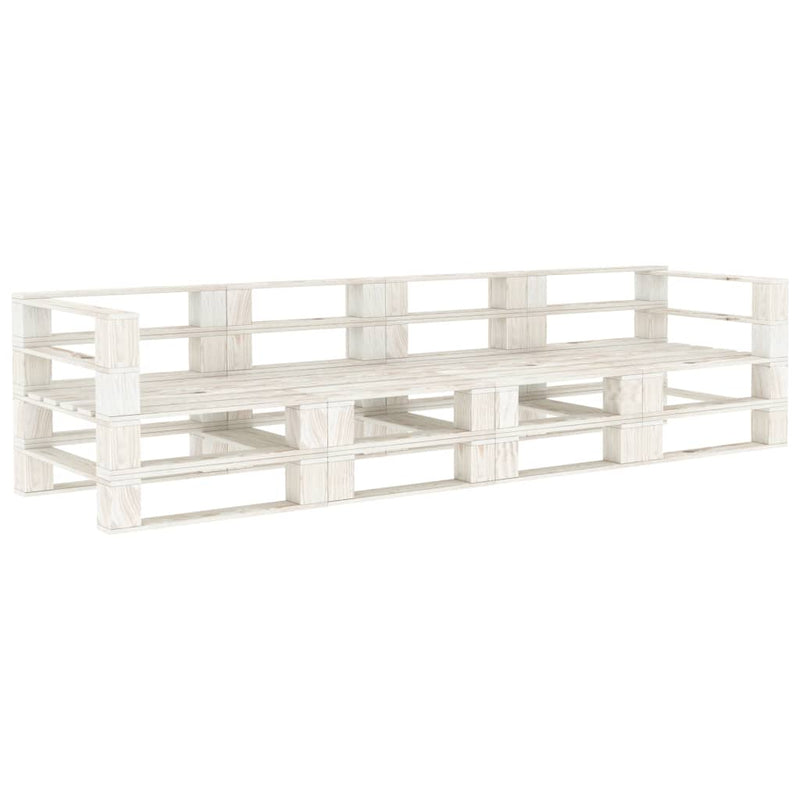 vidaXL Garden Pallet Sofa White 4-Seater Wood