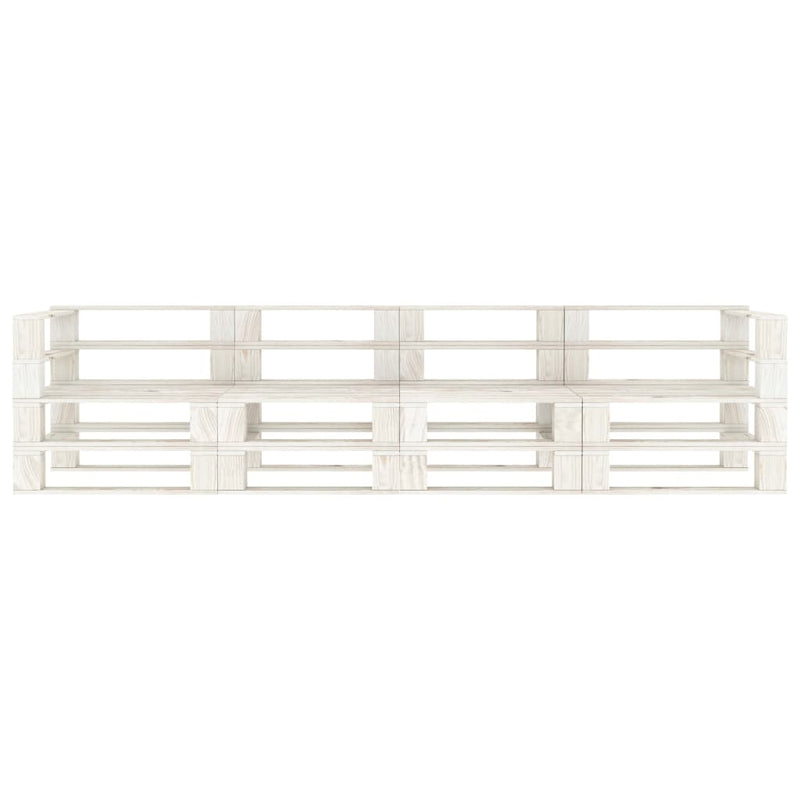 vidaXL Garden Pallet Sofa White 4-Seater Wood
