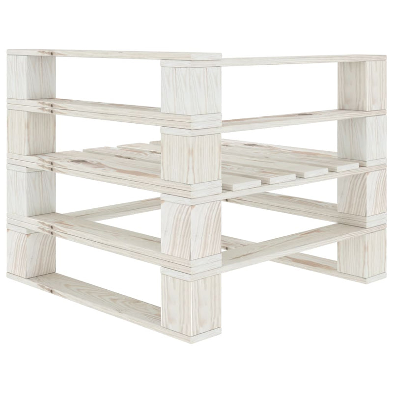 vidaXL Garden Pallet Sofa White 4-Seater Wood