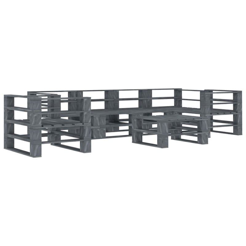 vidaXL 7 Piece Garden Pallet Lounge Set Wood Grey