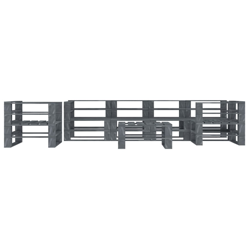 vidaXL 7 Piece Garden Pallet Lounge Set Wood Grey