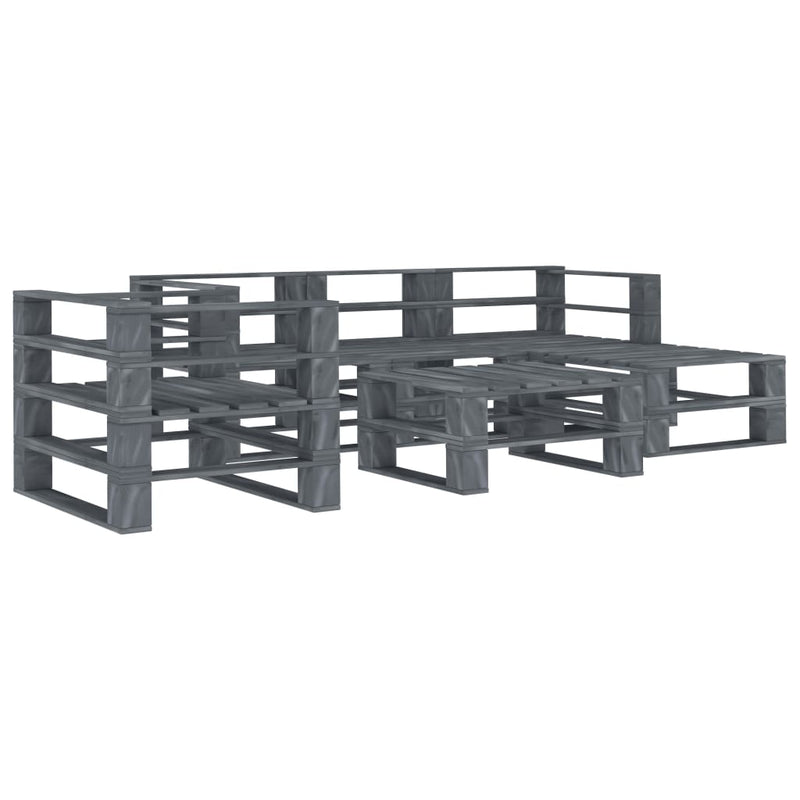 vidaXL 6 Piece Garden Pallet Lounge Set Wood Grey