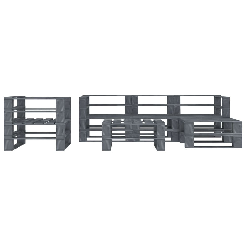vidaXL 6 Piece Garden Pallet Lounge Set Wood Grey
