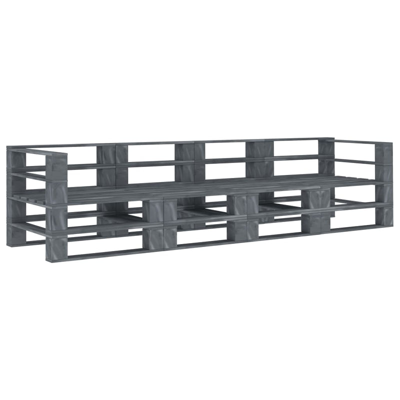 vidaXL Garden Pallet Sofa Grey 4-Seater Wood