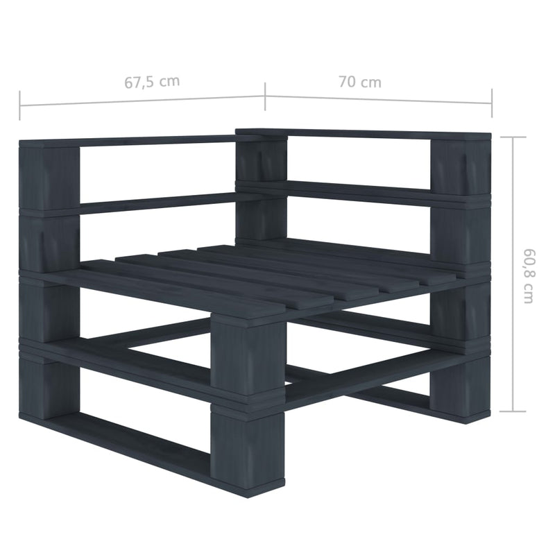 vidaXL Garden Pallet Sofa Grey 4-Seater Wood