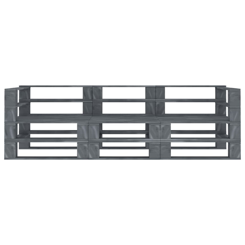 vidaXL Garden Pallet Sofa Grey 3-Seater Wood