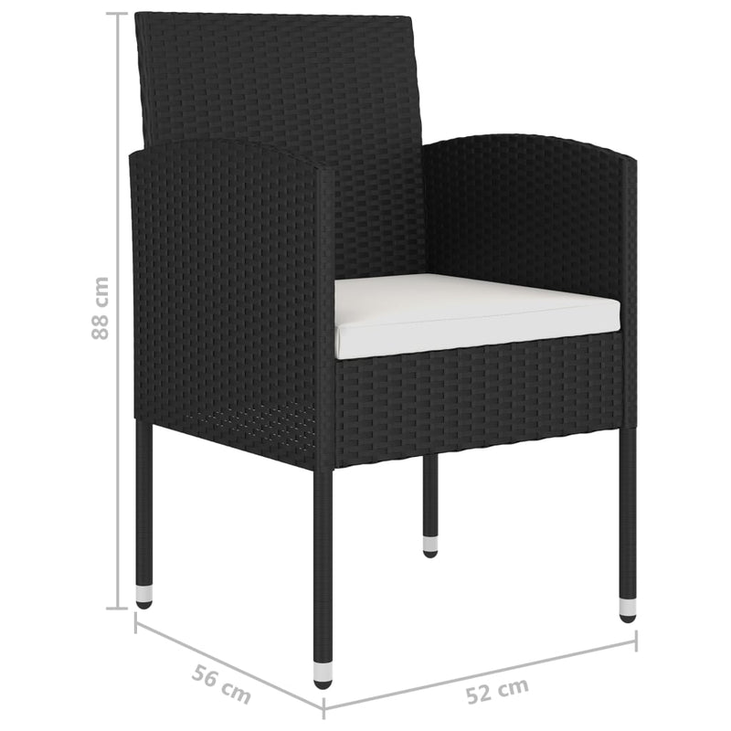 vidaXL 3 Piece Garden Dining Set Solid Acacia Wood & Poly Rattan Black