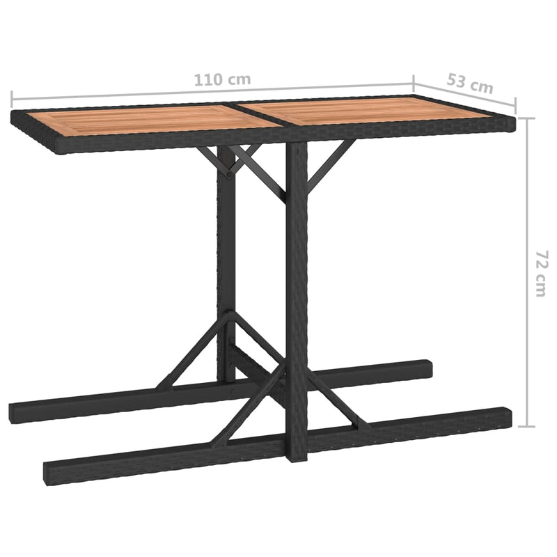 vidaXL 3 Piece Garden Dining Set Solid Acacia Wood & Poly Rattan Black