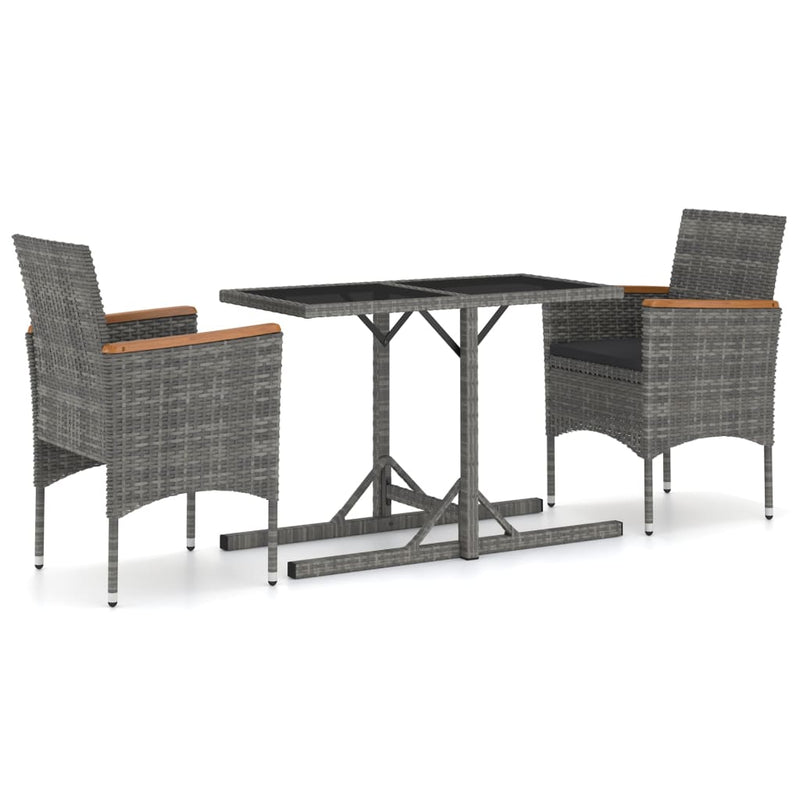 vidaXL 3 Piece Garden Dining Set Grey