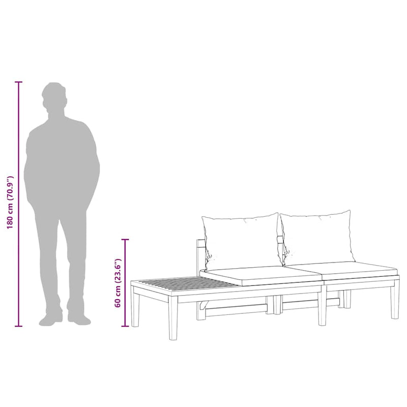 vidaXL Garden Bench with Table Cream White Cushions Solid Acacia Wood