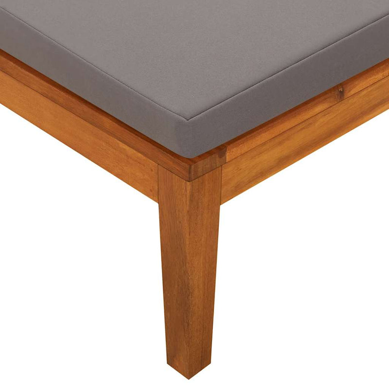 vidaXL Sun Lounger with 1 Armrest Dark Grey Solid Acacia Wood