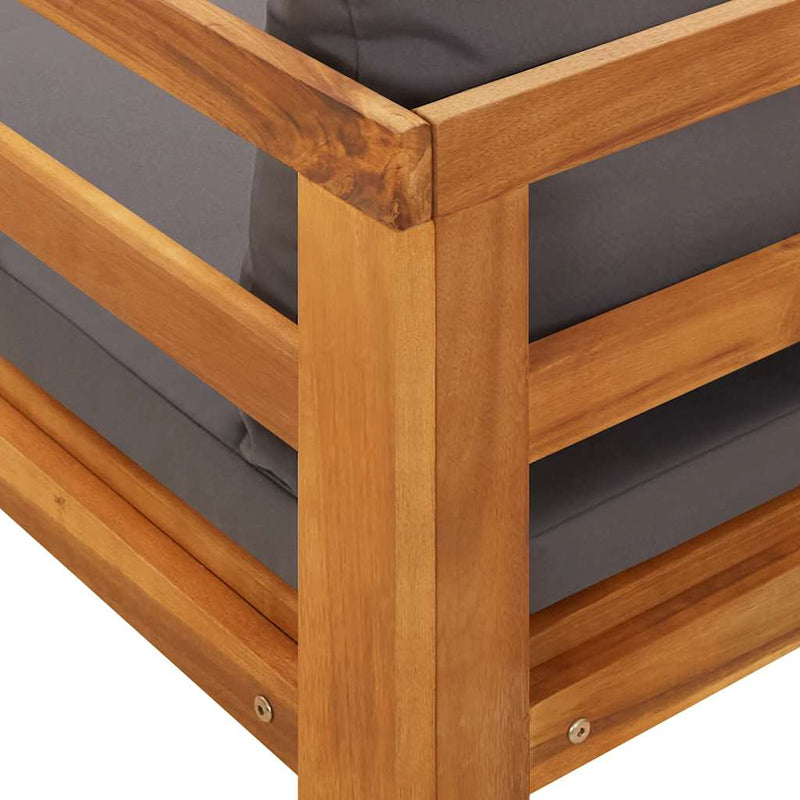 vidaXL Sun Lounger with 1 Armrest Dark Grey Solid Acacia Wood