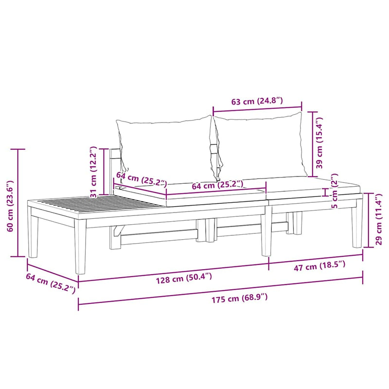 vidaXL Garden Bench with Table Dark Grey Cushions Solid Acacia Wood