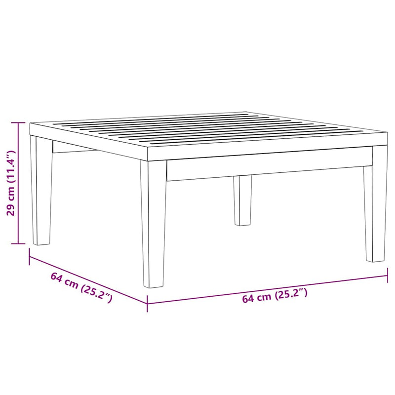 vidaXL Garden Table 64x64x29 cm Solid Acacia Wood