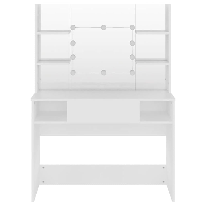 vidaXL Makeup Table with LED Lights 100x40x135 cm MDF White