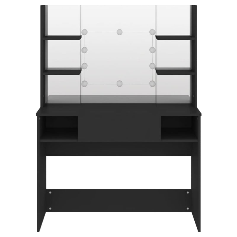 vidaXL Makeup Table with LED Lights 100x40x135 cm MDF Black