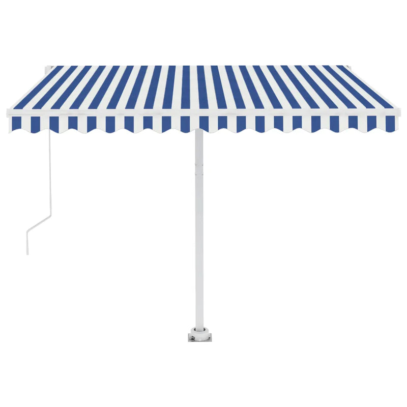 Freestanding Manual Retractable Awning 300x250 cm Blue/White