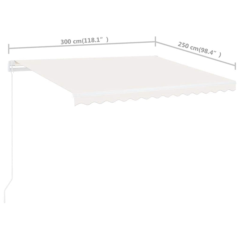 Freestanding Manual Retractable Awning 300x250 cm Cream