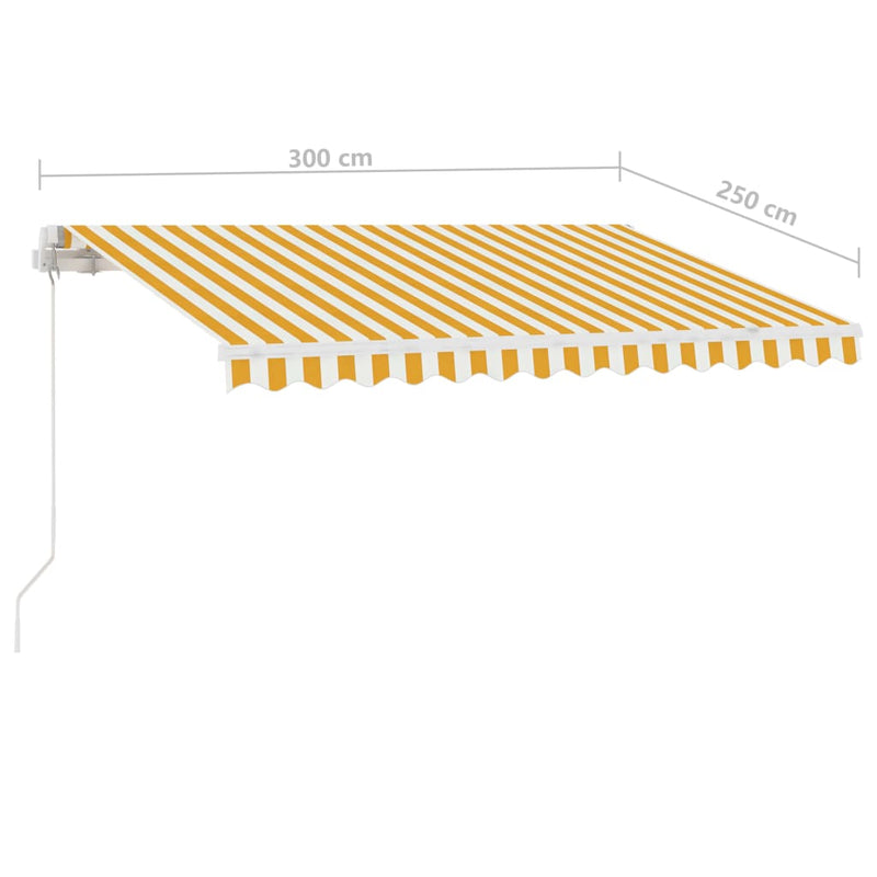 Freestanding Manual Retractable Awning 300x250 cm Yellow/White