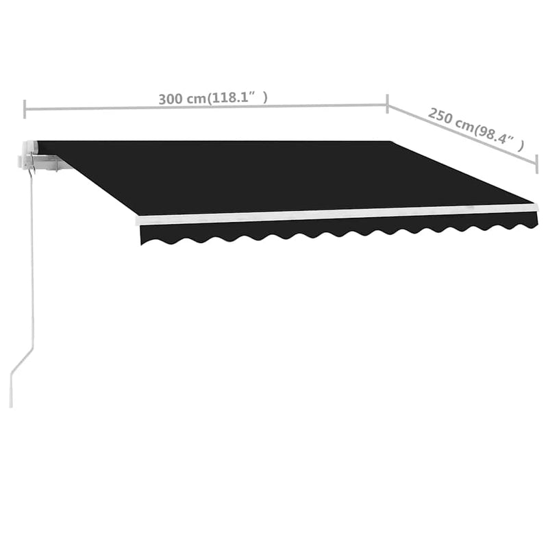 vidaXL Freestanding Manual Retractable Awning 300x250 cm Anthracite