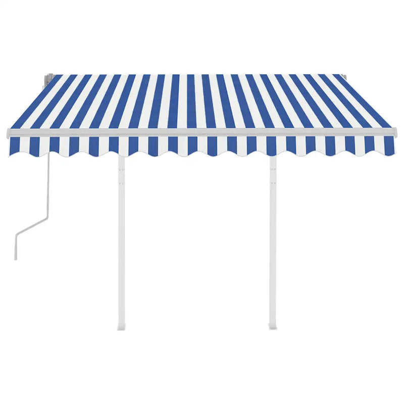 Manual Retractable Awning with Posts 3x2.5 m Blue and White