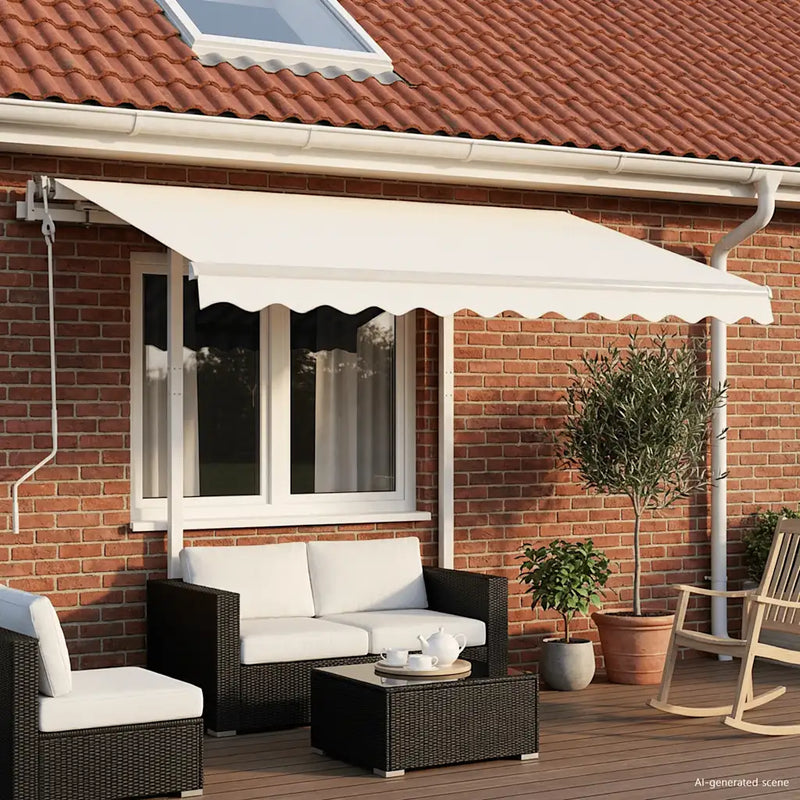 Manual Retractable Awning with Posts 3x2.5 m Cream