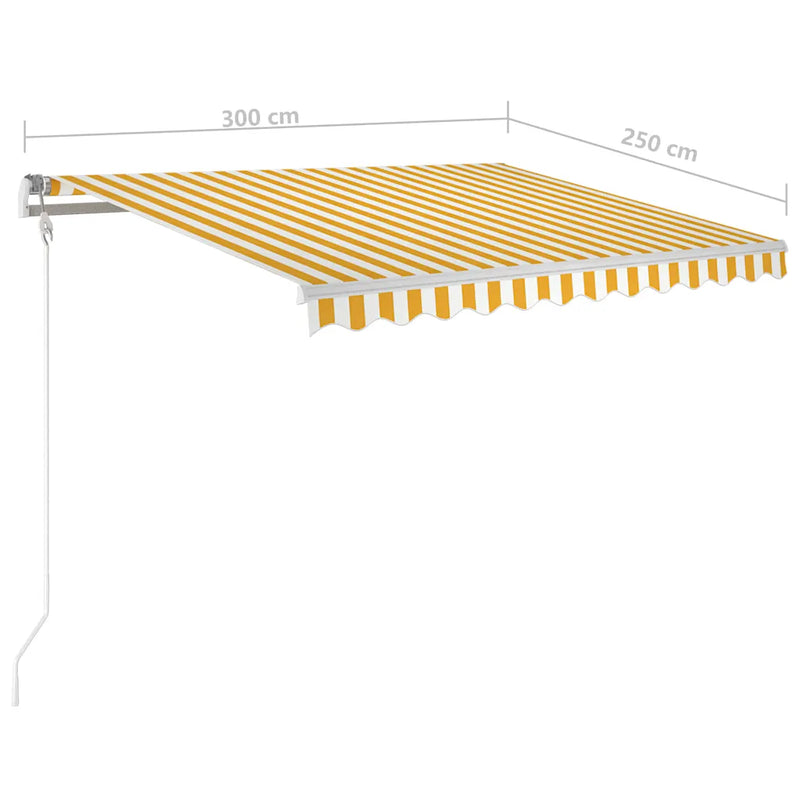 Manual Retractable Awning with Posts 3x2.5 m Yellow and White
