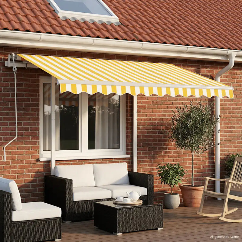 Manual Retractable Awning with Posts 3x2.5 m Yellow and White
