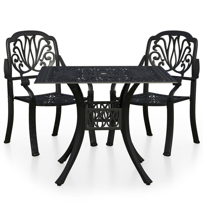 vidaXL 3 Piece Bistro Set Cast Aluminium Black