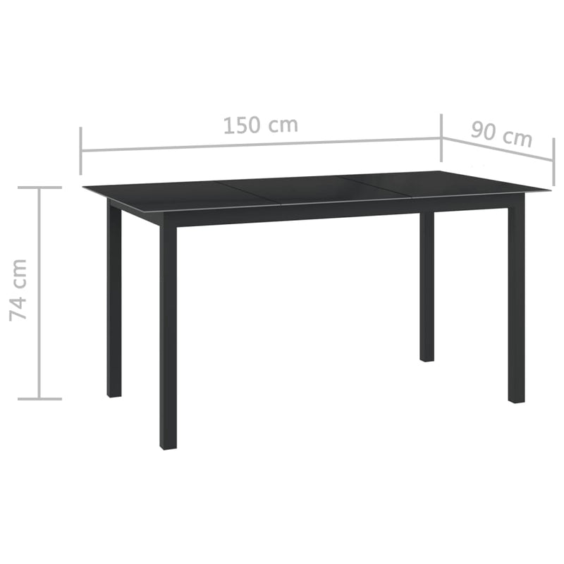 vidaXL 7 Piece Garden Dining Set Aluminium Black