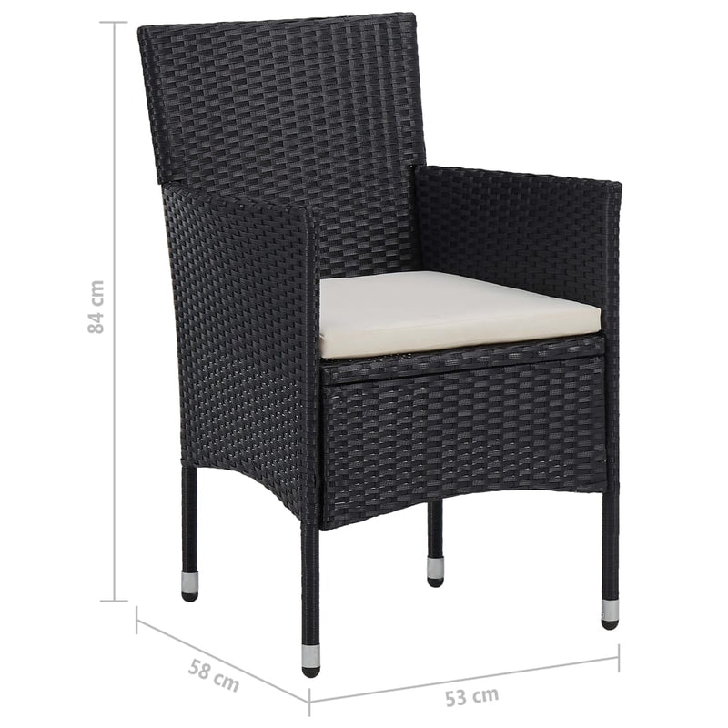 vidaXL 7 Piece Garden Dining Set Poly Rattan Black