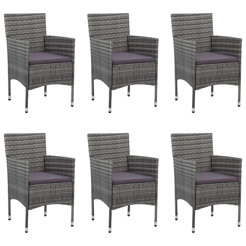 vidaXL 7 Piece Garden Dining Set Poly Rattan Grey