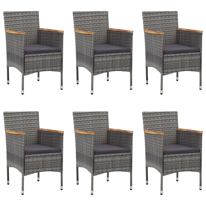 vidaXL 7 Piece Garden Dining Set Poly Rattan Grey