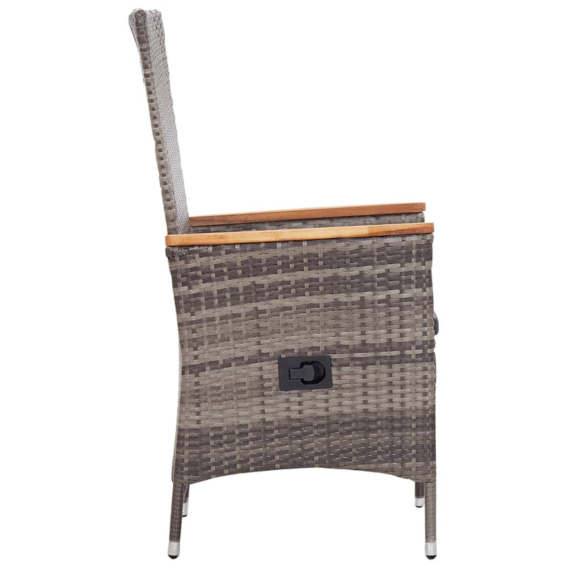vidaXL 7 Piece Garden Dining Set Poly Rattan Grey