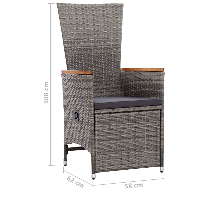vidaXL 7 Piece Garden Dining Set Poly Rattan Grey