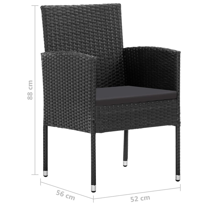 vidaXL 7 Piece Garden Dining Set Poly Rattan Black